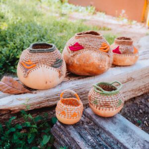 Calabaza, hilado de cañamo y algodón