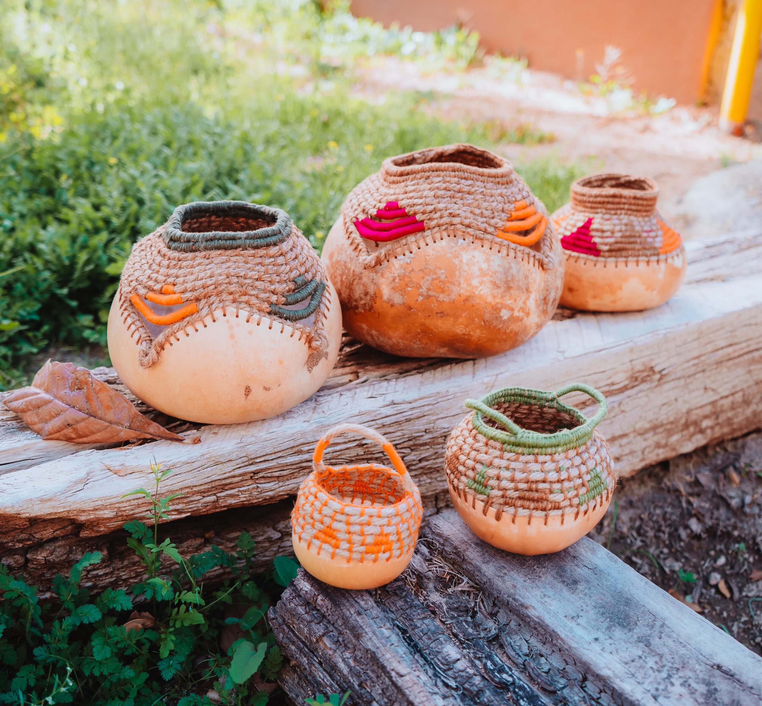 Calabaza, hilado de cañamo y algodón